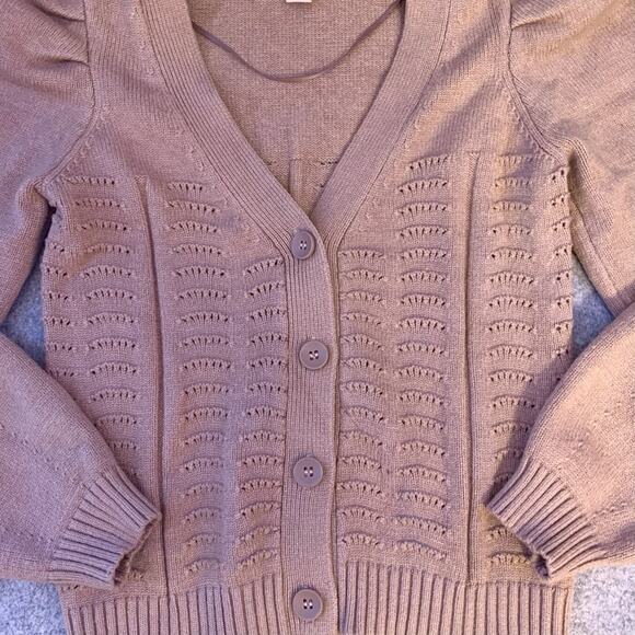 Philosophy Women’s Cardigan Sweater Size XS In Peachy Tan Viscose Blend NWOT - Picture 3 of 10